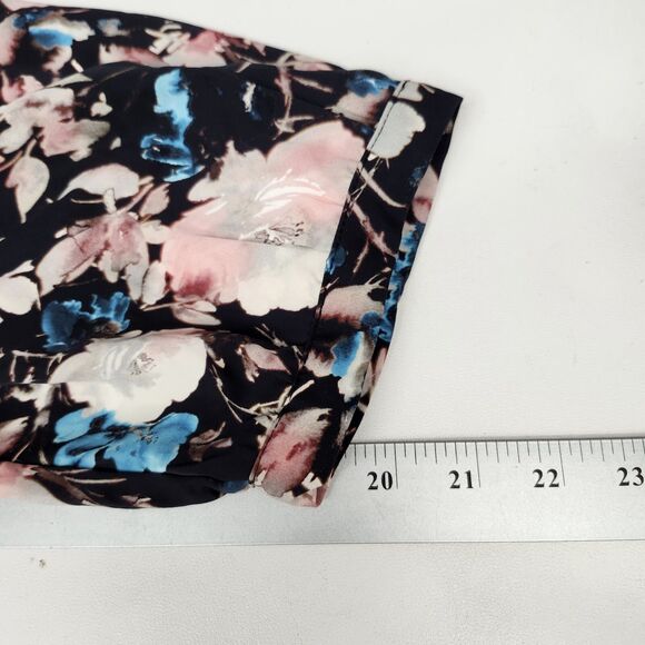 Torrid Midi Dress Womens 6X Black Floral Elastic Waist Button Up Long Sleeves - Picture 9 of 9